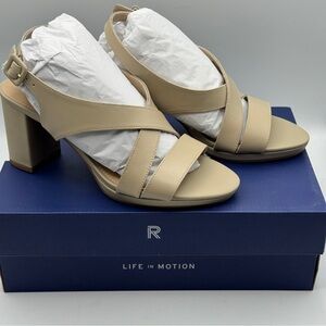 Rockport Tabitha Sling Taupe Leather Heels – 8.5M